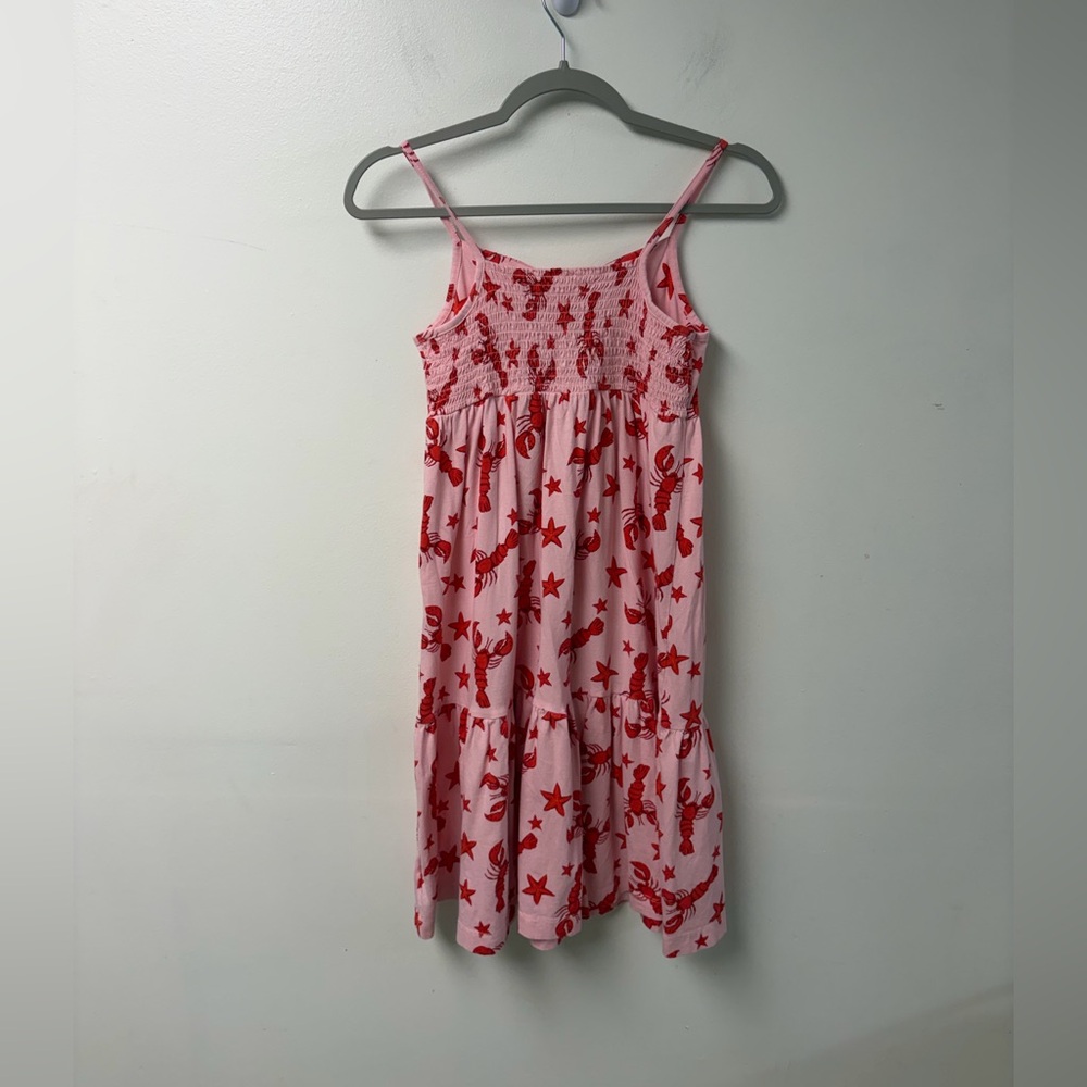 J Crew CrewCuts Pink Brilliant Sun Lobster Starfish Tiered Dress Girls Size 12 - Picture 4 of 4